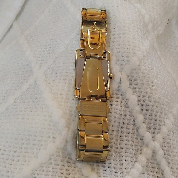 Coach EUC Lexington White Dial Ladies SS Gold Tone Watch w/Crystals & MoP Inlay - Picture 8 of 10